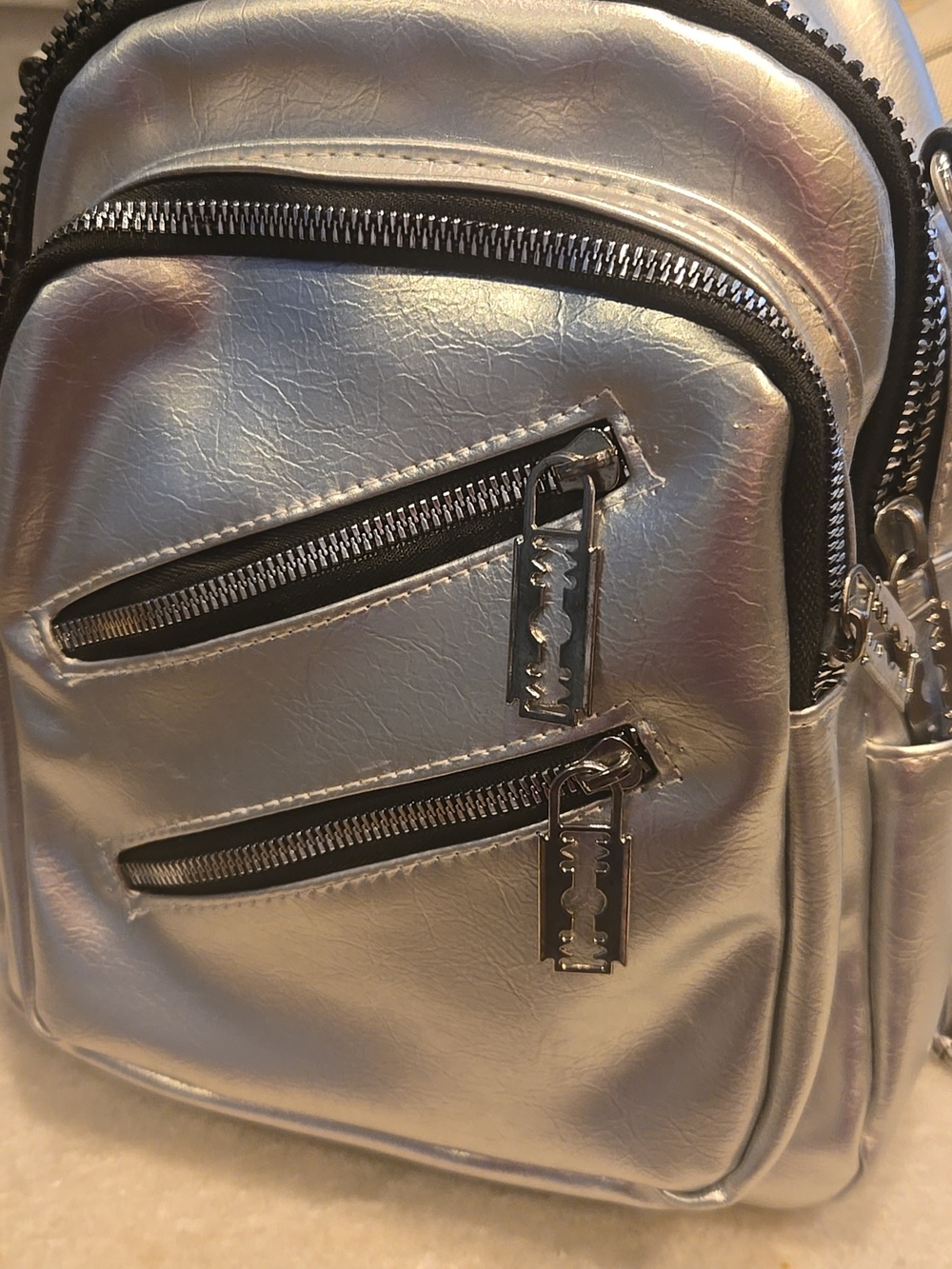Metallic Silver Mini Backpack - Picture 9 of 11